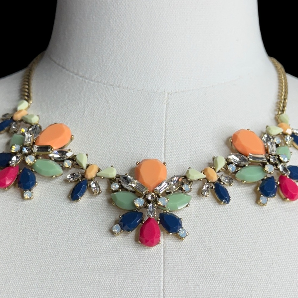 J. Crew Vibrant Floral Necklace - Orange, Pink, Blue